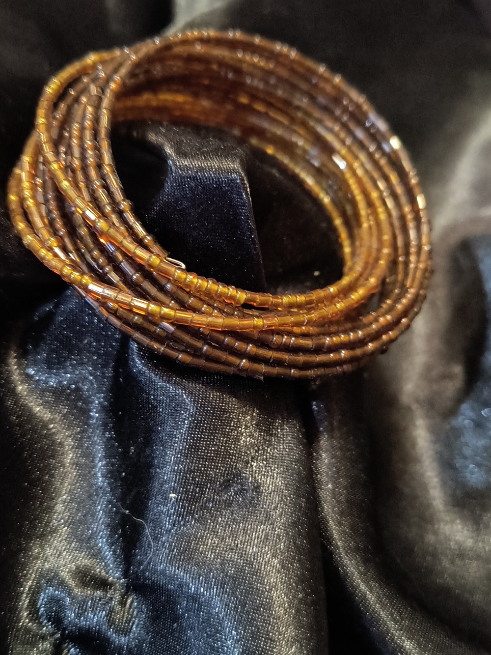 Beaded Multi-Strand Copper Colored Bracelet